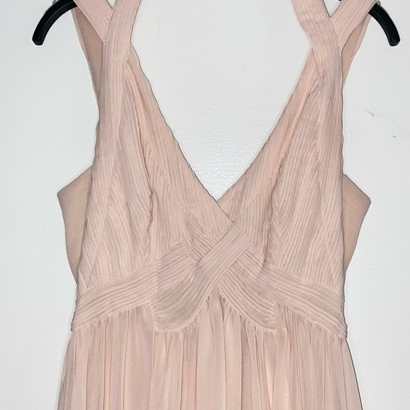 Lulu's Blush Pink Backless Flowy Maxi Bridesmaid Dress Size S - Picture 5 of 8